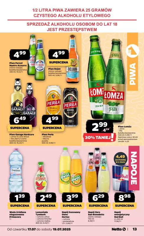 Netto - gazetka promocyjna Gazetka Spożywcza od czwartku 17.07 do soboty 19.07 - strona 13