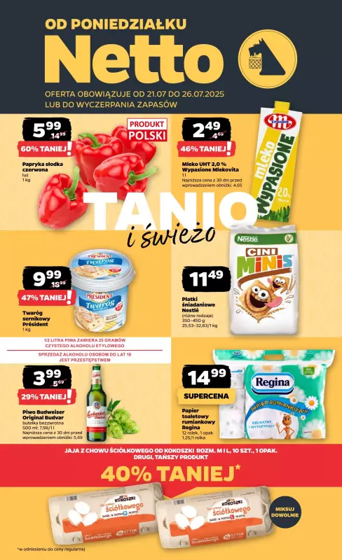 Netto - gazetka promocyjna Gazetka Spożywcza od poniedziałku 21.07 do soboty 26.07