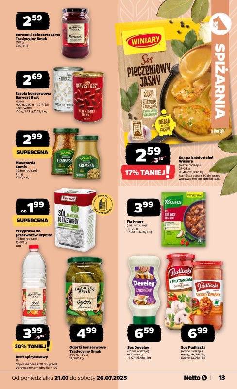 Netto - gazetka promocyjna Gazetka Spożywcza od poniedziałku 21.07 do soboty 26.07 - strona 13