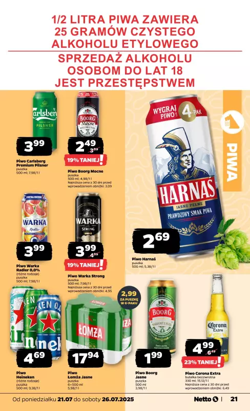 Netto - gazetka promocyjna Gazetka Spożywcza od poniedziałku 21.07 do soboty 26.07 - strona 21