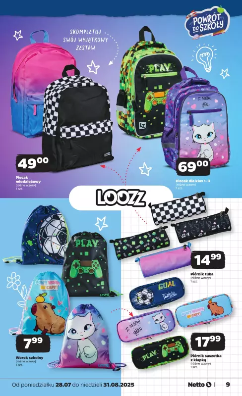 Netto - gazetka promocyjna Katalog Powrót do szkoły od poniedziałku 28.07 do niedzieli 31.08 - strona 9