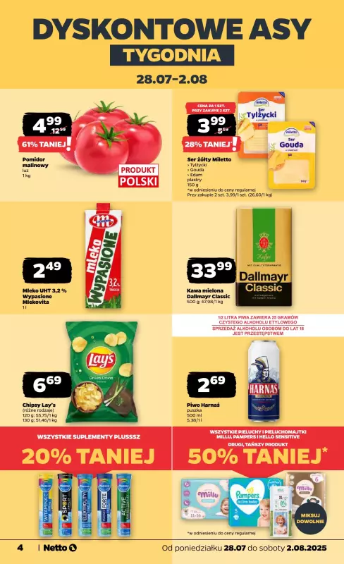 Netto - gazetka promocyjna Gazetka Spożywcza od poniedziałku 28.07 do soboty 02.08 - strona 4