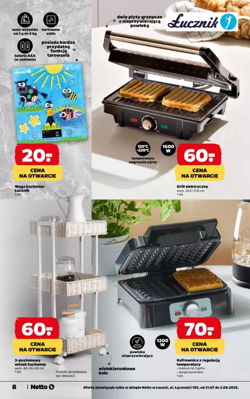 Netto - gazetka promocyjna Wielkie otwarcie już w czwartek 31.07. Łazy, ul.Łączności 105 od czwartku 31.07 do soboty 02.08 - strona 8