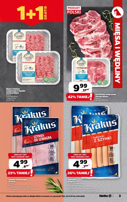 Netto - gazetka promocyjna Wielkie otwarcie już w czwartek 31.07. Łazy, ul.Łączności 105   - strona 3