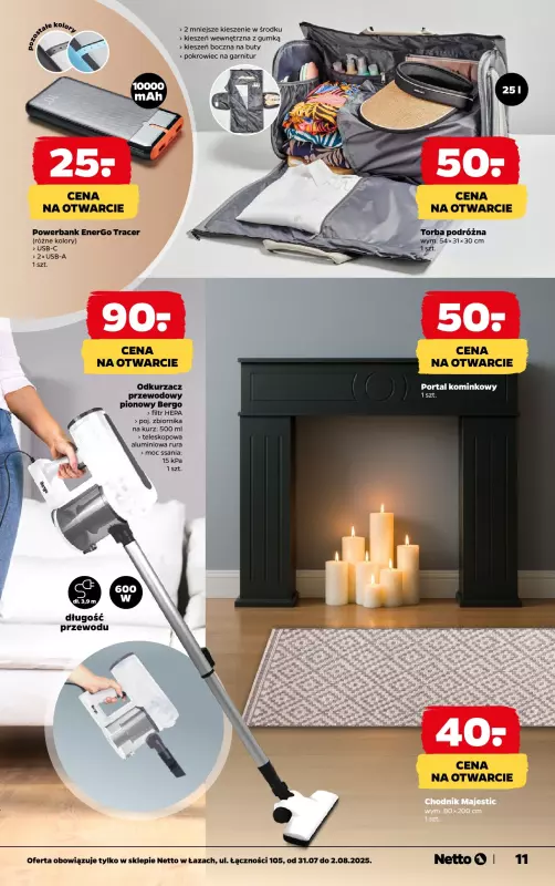 Netto - gazetka promocyjna Wielkie otwarcie już w czwartek 31.07. Łazy, ul.Łączności 105 od czwartku 31.07 do soboty 02.08 - strona 11