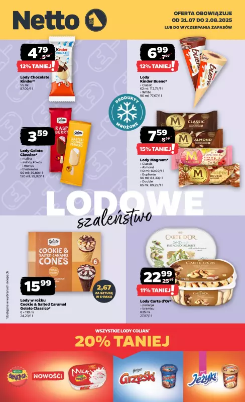 Netto - gazetka promocyjna Lodowe szaleństwo w Netto! od czwartku 31.07 do soboty 02.08