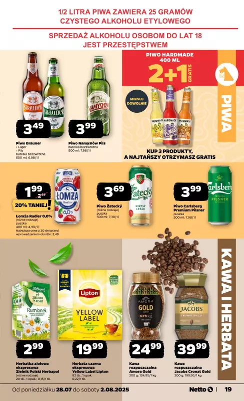 Netto - gazetka promocyjna Gazetka Spożywcza od poniedziałku 28.07 do soboty 02.08 - strona 19
