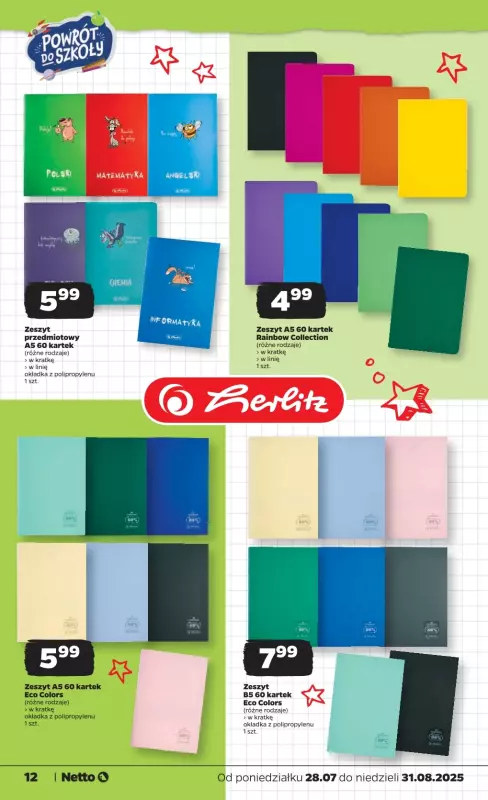 Netto - gazetka promocyjna Katalog Powrót do szkoły od poniedziałku 28.07 do niedzieli 31.08 - strona 12