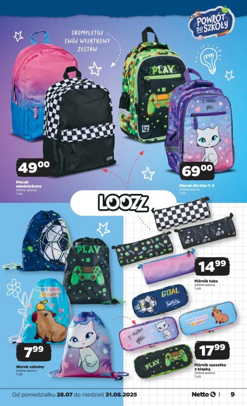 Netto - gazetka promocyjna Katalog Powrót do szkoły od poniedziałku 28.07 do niedzieli 31.08 - strona 9