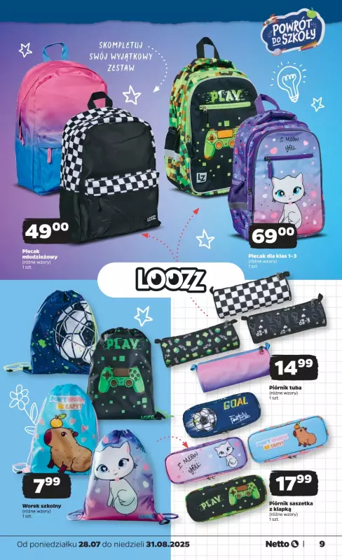 Netto - gazetka promocyjna Katalog Powrót do szkoły od poniedziałku 28.07 do niedzieli 31.08 - strona 9
