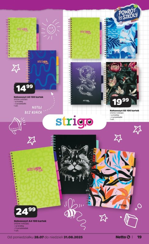 Netto - gazetka promocyjna Katalog Powrót do szkoły od poniedziałku 28.07 do niedzieli 31.08 - strona 19