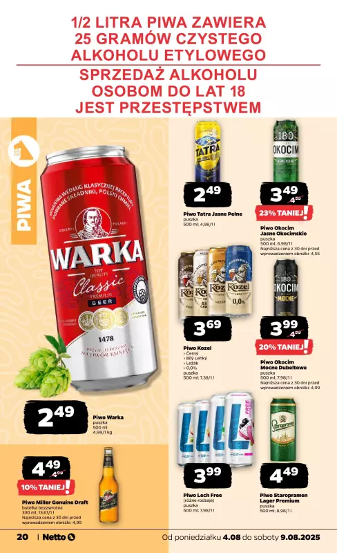 Netto - gazetka promocyjna Gazetka Spożywcza od poniedziałku 04.08 do soboty 09.08 - strona 20