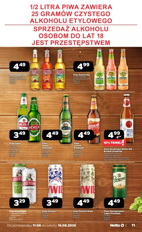 Netto - gazetka promocyjna Gazetka Spożywcza od poniedziałku 11.08 do soboty 16.08 - strona 11