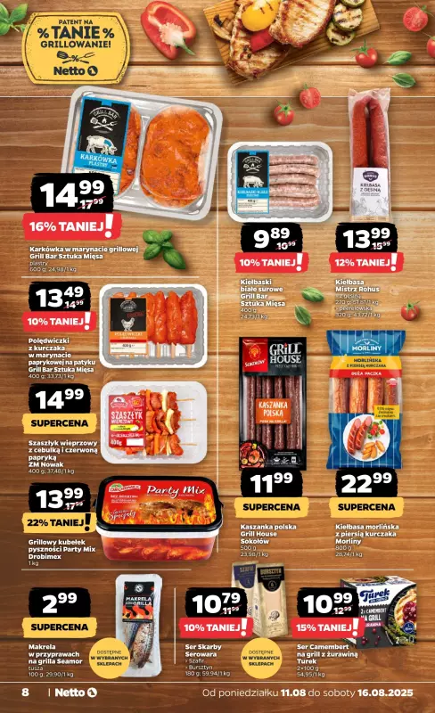 Netto - gazetka promocyjna Gazetka Spożywcza od poniedziałku 11.08 do soboty 16.08 - strona 8