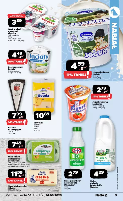 Netto - gazetka promocyjna Gazetka Spożywcza od czwartku 14.08 do soboty 16.08 - strona 9
