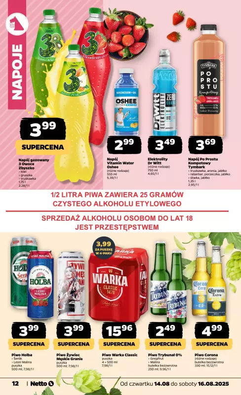 Netto - gazetka promocyjna Gazetka Spożywcza od czwartku 14.08 do soboty 16.08 - strona 12
