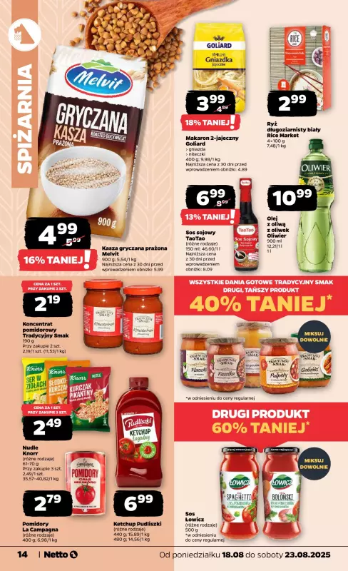 Netto - gazetka promocyjna Gazetka Spożywcza od poniedziałku 18.08 do soboty 23.08 - strona 14