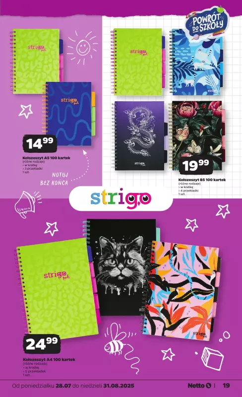 Netto - gazetka promocyjna Katalog Powrót do szkoły od poniedziałku 28.07 do niedzieli 31.08 - strona 19