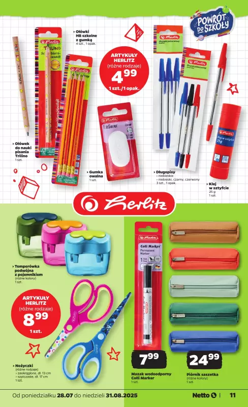 Netto - gazetka promocyjna Katalog Powrót do szkoły od poniedziałku 28.07 do niedzieli 31.08 - strona 11