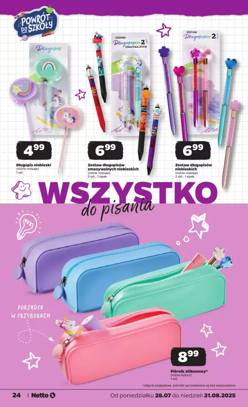 Netto - gazetka promocyjna Katalog Powrót do szkoły od poniedziałku 28.07 do niedzieli 31.08 - strona 24