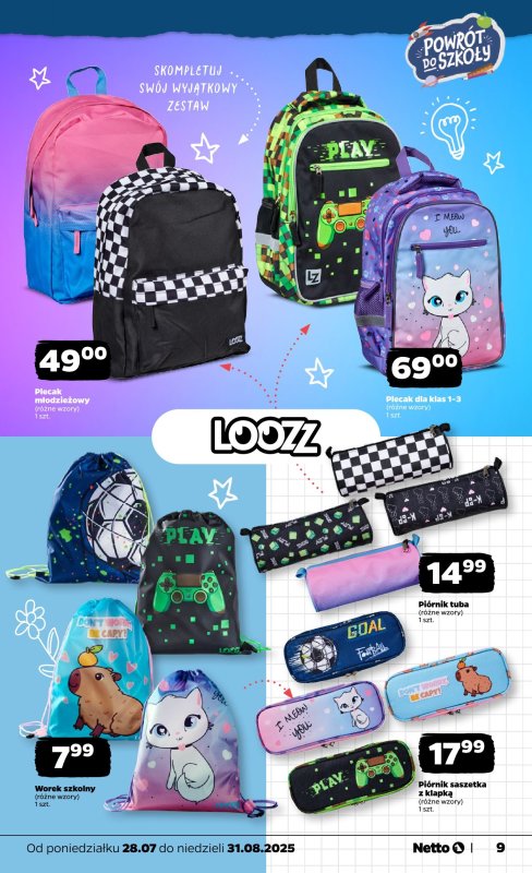 Netto - gazetka promocyjna Katalog Powrót do szkoły od czwartku 14.08 do niedzieli 31.08 - strona 9