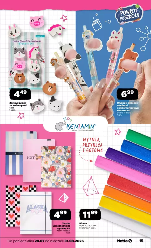 Netto - gazetka promocyjna Katalog Powrót do szkoły od czwartku 14.08 do niedzieli 31.08 - strona 15