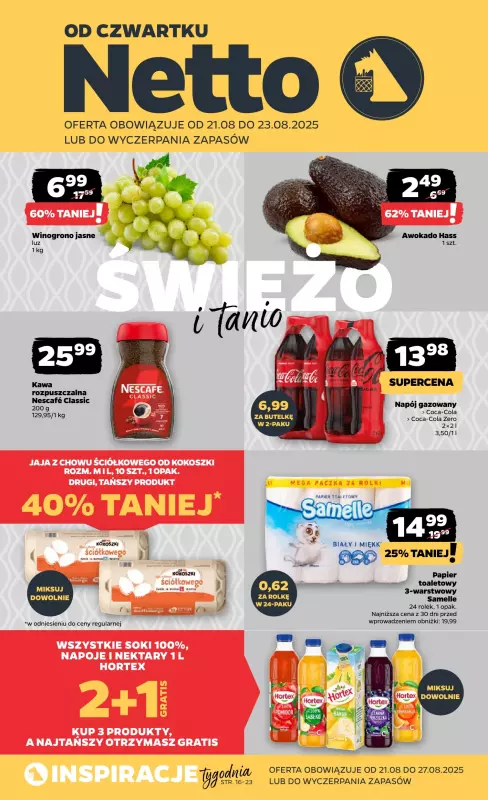 Netto - gazetka promocyjna Gazetka Spożywcza od czwartku 21.08 do soboty 23.08
