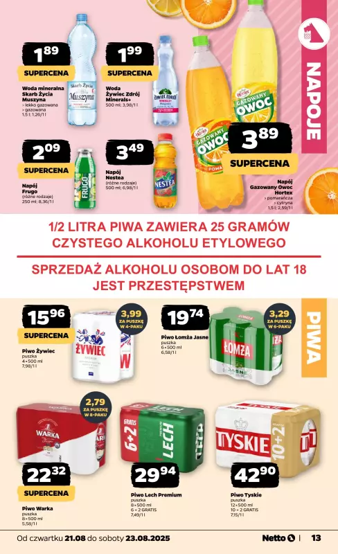 Netto - gazetka promocyjna Gazetka Spożywcza od czwartku 21.08 do soboty 23.08 - strona 13