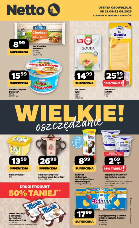 Netto - gazetka promocyjna Wielkie oszczędzanie z Netto! od czwartku 21.08 do soboty 23.08
