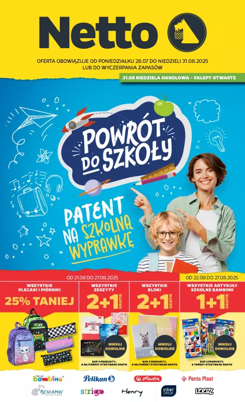 Netto - gazetka promocyjna Katalog Powrót do szkoły  do niedzieli 31.08