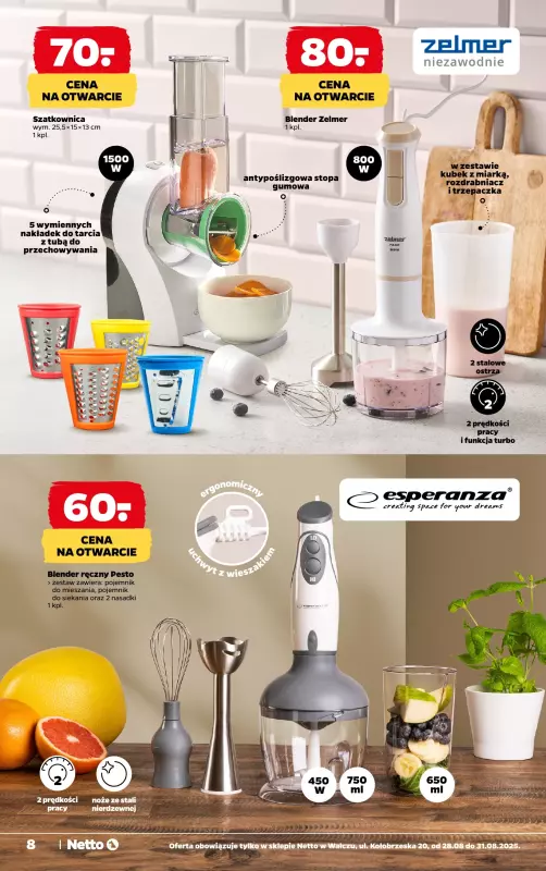 Netto - gazetka promocyjna Wałcz, ul. Kołobrzeska 20 - otwarcie już w CZWARTEK 28.08 od czwartku 28.08 do niedzieli 31.08 - strona 8