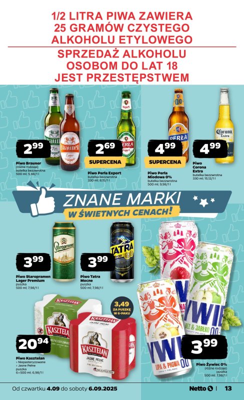 Netto - gazetka promocyjna Gazetka Spożywcza od czwartku 04.09 do soboty 06.09 - strona 13