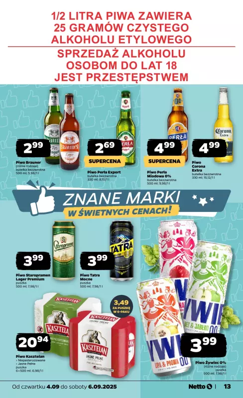 Netto - gazetka promocyjna Gazetka Spożywcza od czwartku 04.09 do soboty 06.09 - strona 13
