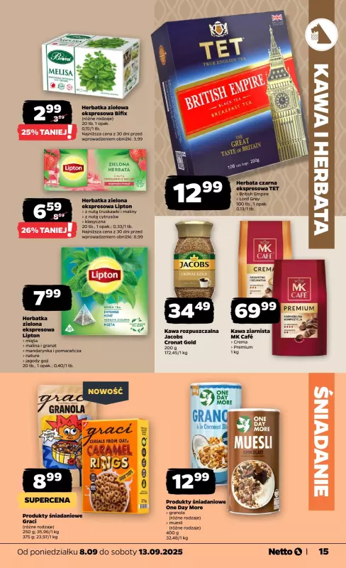 Netto - gazetka promocyjna Gazetka Spożywcza od poniedziałku 08.09 do soboty 13.09 - strona 15