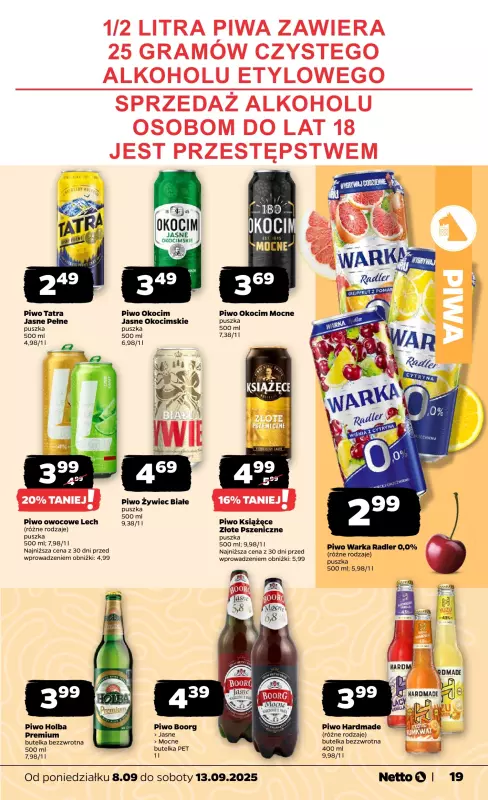 Netto - gazetka promocyjna Gazetka Spożywcza od poniedziałku 08.09 do soboty 13.09 - strona 19