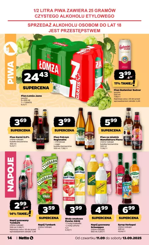 Netto - gazetka promocyjna Gazetka Spożywcza od czwartku 11.09 do soboty 13.09 - strona 14