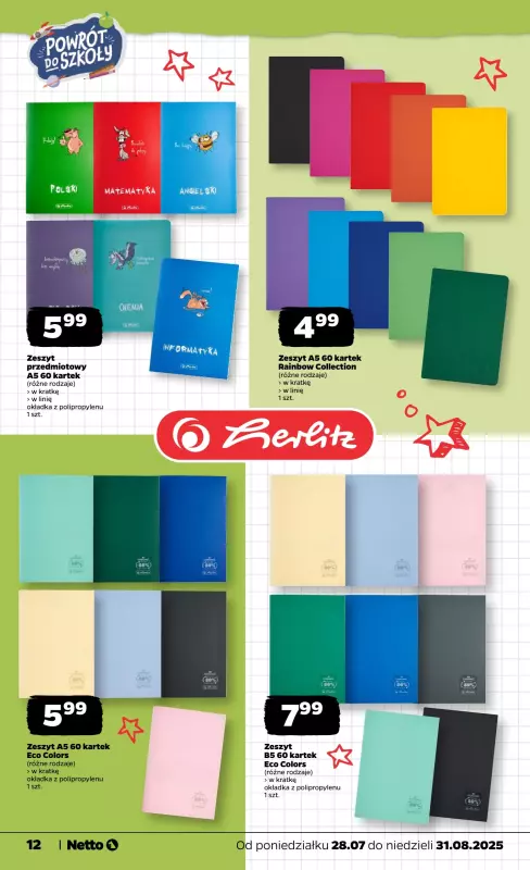 Netto - gazetka promocyjna Powrót do szkoły od piątku 05.09 do soboty 13.09 - strona 12