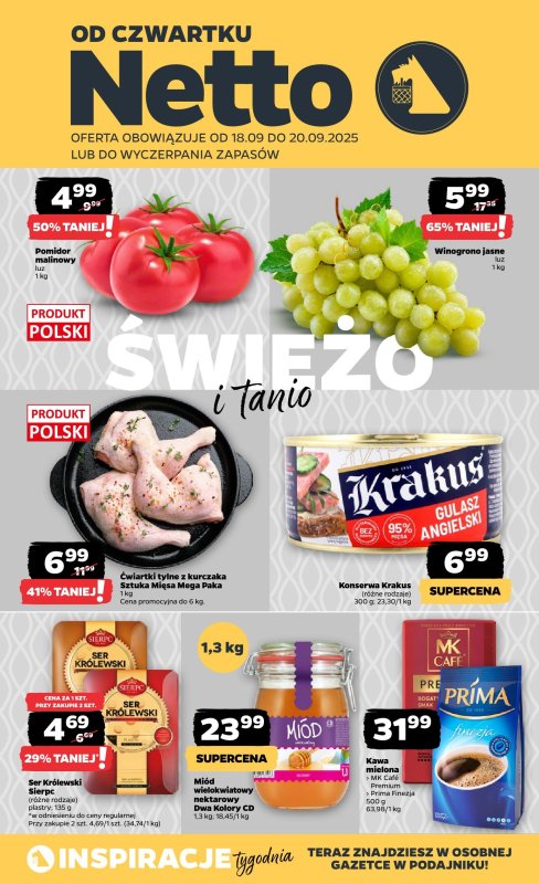 Netto - gazetka promocyjna Gazetka Spożywcza od czwartku 18.09 do soboty 20.09