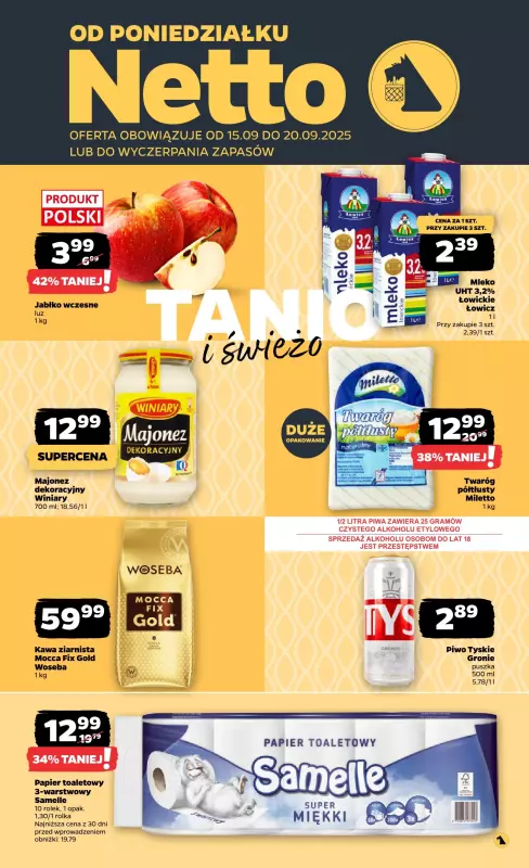 Netto - gazetka promocyjna Gazetka Spożywcza od poniedziałku 15.09 do soboty 20.09