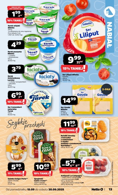 Netto - gazetka promocyjna Gazetka Spożywcza od poniedziałku 15.09 do soboty 20.09 - strona 13