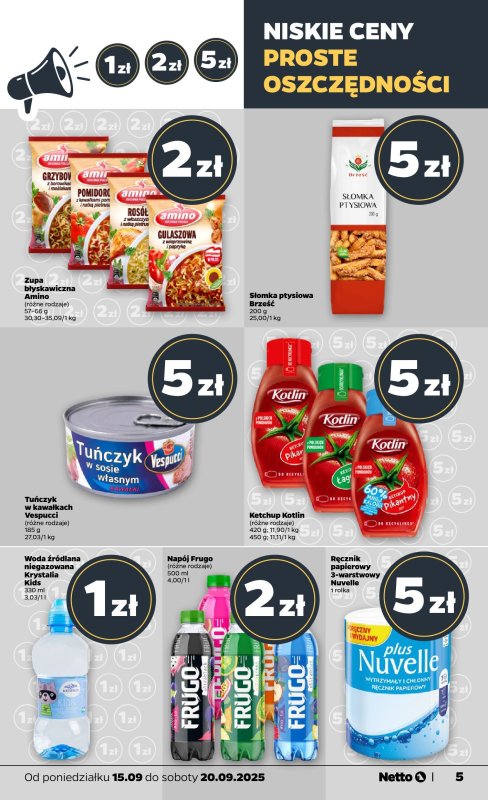 Netto - gazetka promocyjna Gazetka Spożywcza od poniedziałku 15.09 do soboty 20.09 - strona 5