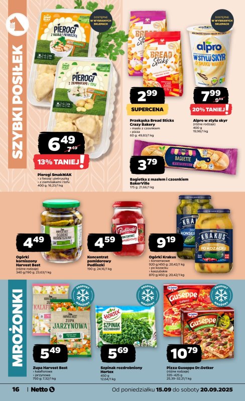 Netto - gazetka promocyjna Gazetka Spożywcza od poniedziałku 15.09 do soboty 20.09 - strona 16