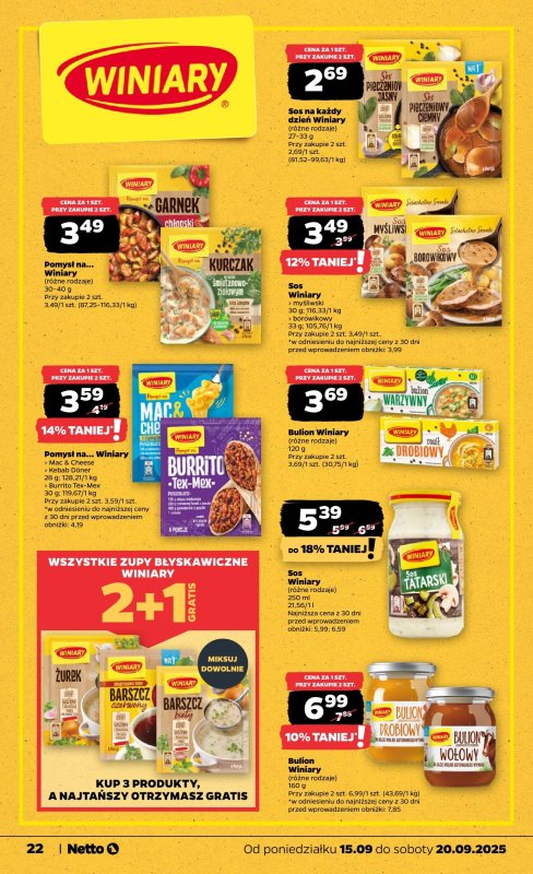 Netto - gazetka promocyjna Gazetka Spożywcza od poniedziałku 15.09 do soboty 20.09 - strona 22