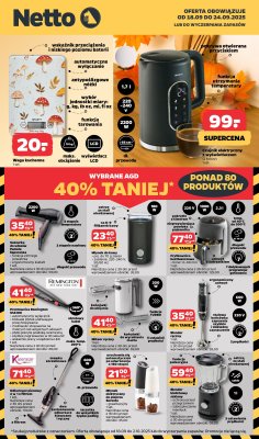 Netto - gazetka promocyjna Wybrane AGD 40% taniej w Netto! od czwartku 18.09 do soboty 20.09