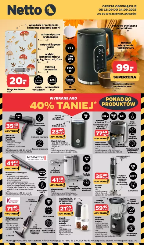 Netto - gazetka promocyjna Wybrane AGD 40% taniej w Netto!  
