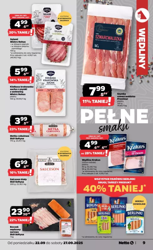Netto - gazetka promocyjna Gazetka Spożywcza od poniedziałku 22.09 do soboty 27.09 - strona 9