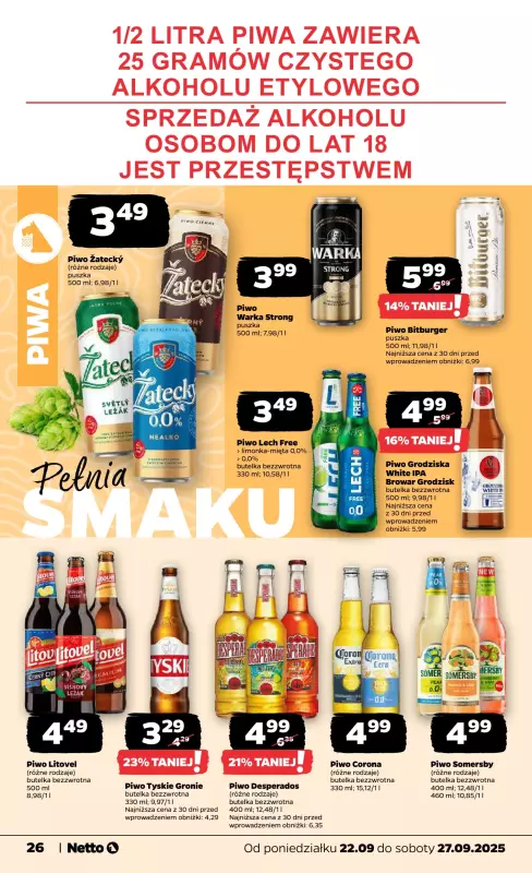 Netto - gazetka promocyjna Gazetka Spożywcza od poniedziałku 22.09 do soboty 27.09 - strona 26