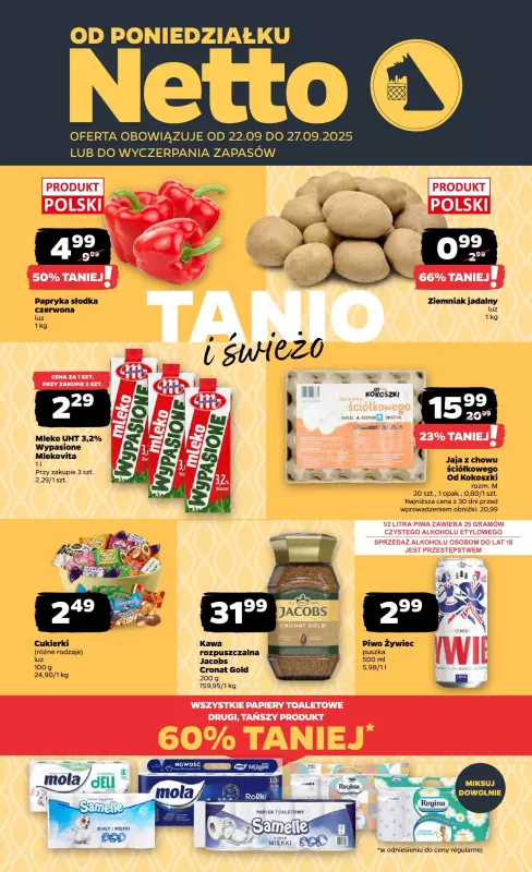 Netto - gazetka promocyjna Gazetka Spożywcza od poniedziałku 22.09 do soboty 27.09
