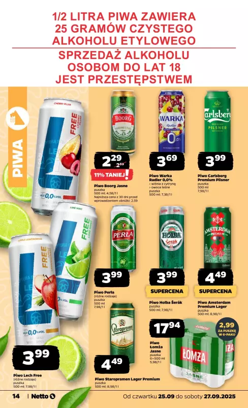 Netto - gazetka promocyjna Gazetka Spożywcza od czwartku 25.09 do soboty 27.09 - strona 14