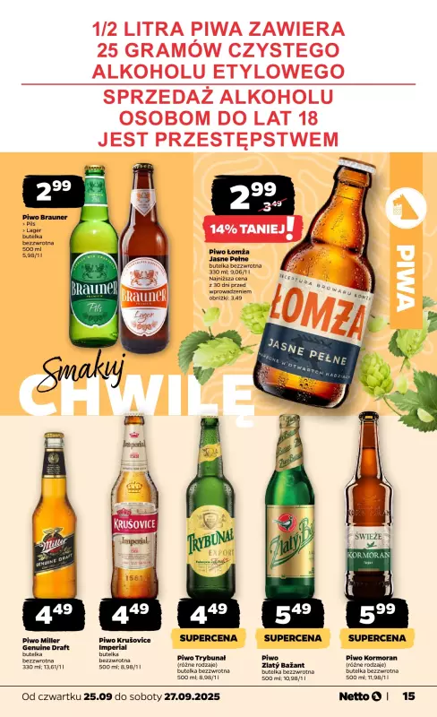 Netto - gazetka promocyjna Gazetka Spożywcza od czwartku 25.09 do soboty 27.09 - strona 15